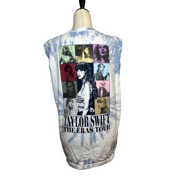 Taylor Swift The Eras Tour Tie-Dye Muscle Tee Size L | Blue Spiral Concert Shirt - Picture 4 of 5